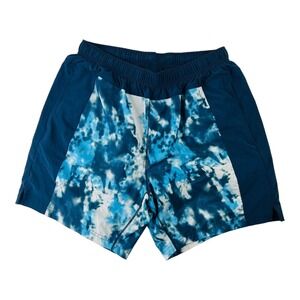 Fourlaps Blue Tie Dye Polyester Spandex Athletic Lined Shorts Mens Size Large L